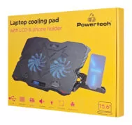 POWERTECH βάση & ψύξη laptop PT-1346, έως 15.6", 2x 125mm LED fan, μαύρη 6