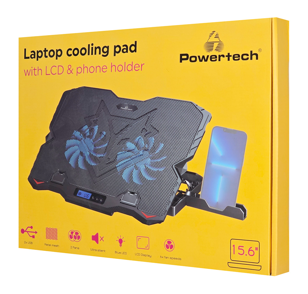 POWERTECH βάση & ψύξη laptop PT-1346, έως 15.6", 2x 125mm LED fan, μαύρη 8 POWERTECH βάση & ψύξη laptop PT-1346, έως 15.6", 2x 125mm LED fan, μαύρη - Image 6