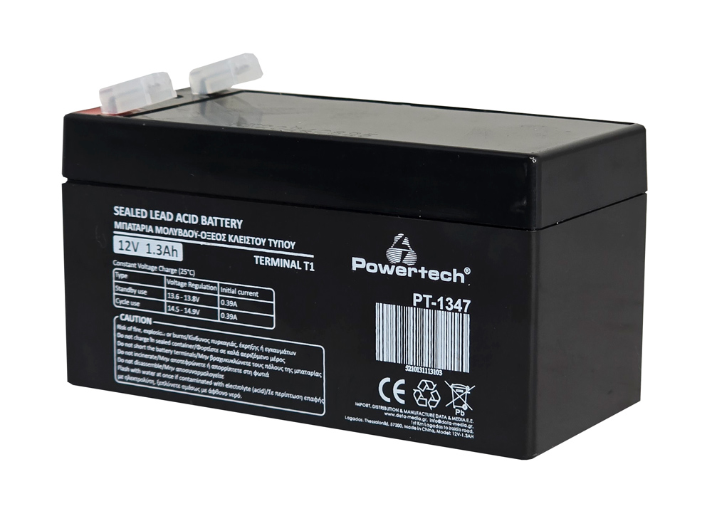 POWERTECH μπαταρία μολύβδου PT-1347, 12V 1.3Ah, T1 3 POWERTECH μπαταρία μολύβδου PT-1347, 12V 1.3Ah, T1