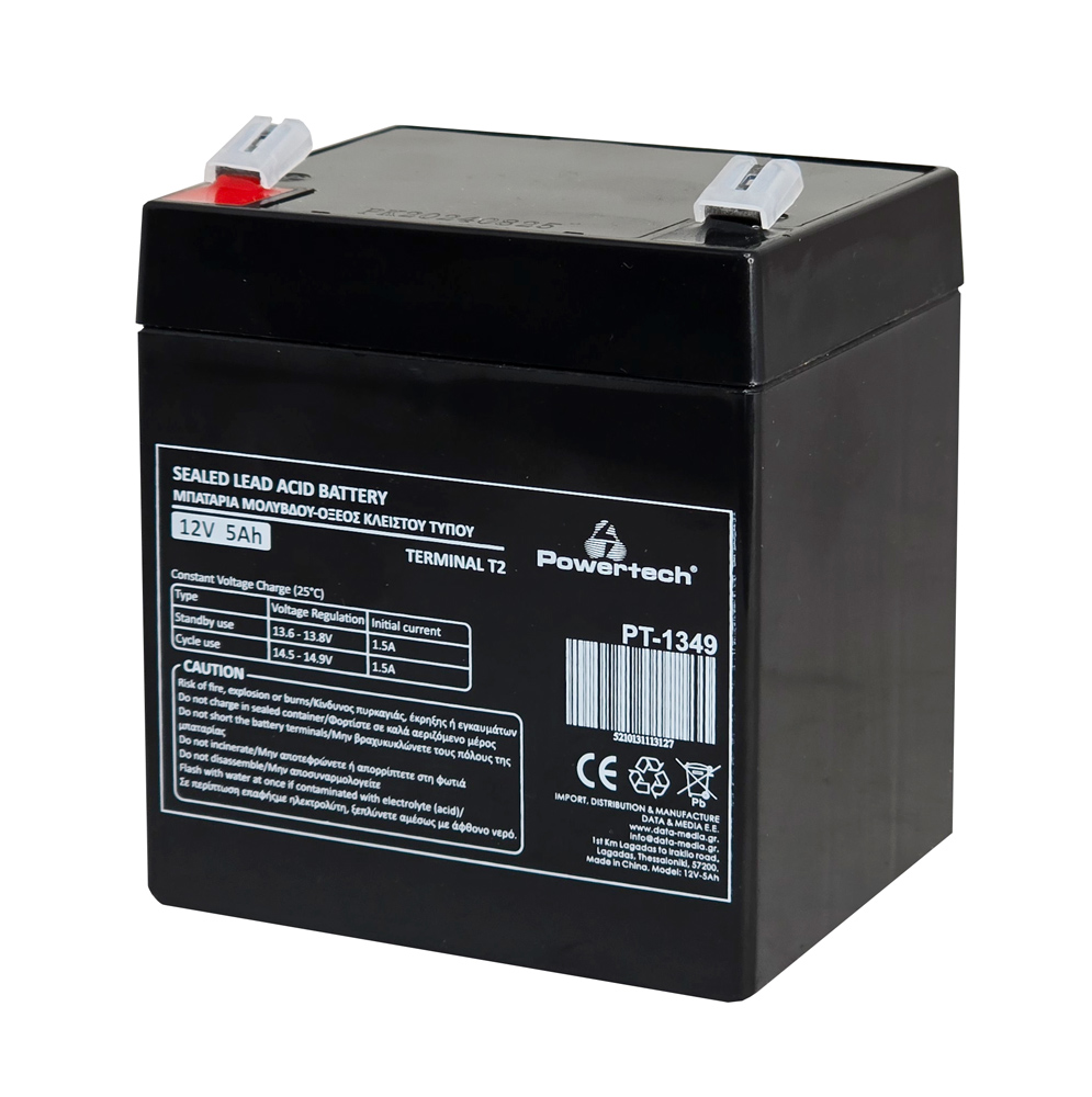 POWERTECH μπαταρία μολύβδου PT-1349, 12V 5Ah, T2 3 POWERTECH μπαταρία μολύβδου PT-1349, 12V 5Ah, T2