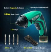 PROSKIT ηλεκτρικό κατσαβίδι PT-1362U με 4 μύτες, LED φακός, 1500mAh 2