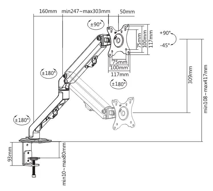 POWERTECH βάση γραφείου οθόνης PT-1365, 17-27", έως 7kg 9 POWERTECH βάση γραφείου οθόνης PT-1365, 17-27", έως 7kg - Image 7