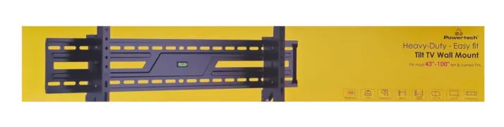 POWERTECH επιτοίχια βάση τηλεόρασης PT-1368, 43-100", έως 75kg, ρυθμιζόμενη κλίση 9