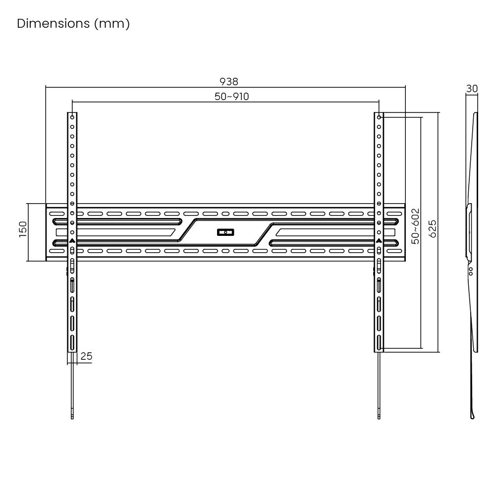 POWERTECH επιτοίχια βάση τηλεόρασης PT-1369, 43-100", έως 75kg, fixed 10 POWERTECH επιτοίχια βάση τηλεόρασης PT-1369, 43-100", έως 75kg, fixed - Image 8