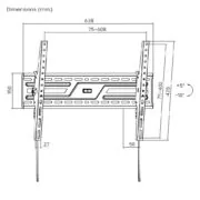 POWERTECH επιτοίχια βάση τηλεόρασης PT-1370, 37-86", έως 75kg, ρυθμιζόμενη κλίση 7