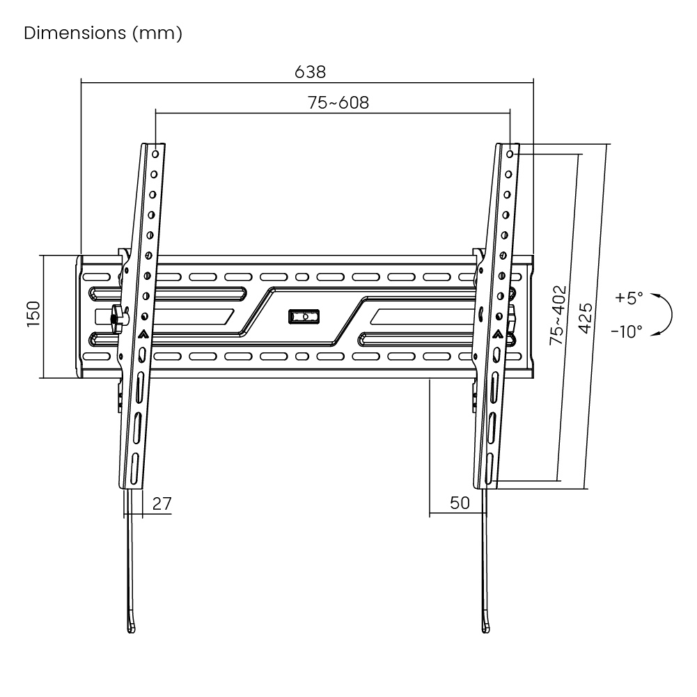 POWERTECH επιτοίχια βάση τηλεόρασης PT-1370, 37-86", έως 75kg, ρυθμιζόμενη κλίση 9 POWERTECH επιτοίχια βάση τηλεόρασης PT-1370, 37-86", έως 75kg, ρυθμιζόμενη κλίση - Image 7
