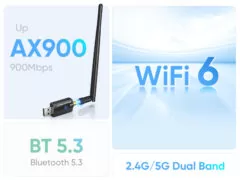 POWERTECH ασύρματος USB αντάπτορας δικτύου & Bluetooth 5.3 PT-1386, 900Mbps WiFi 6 2