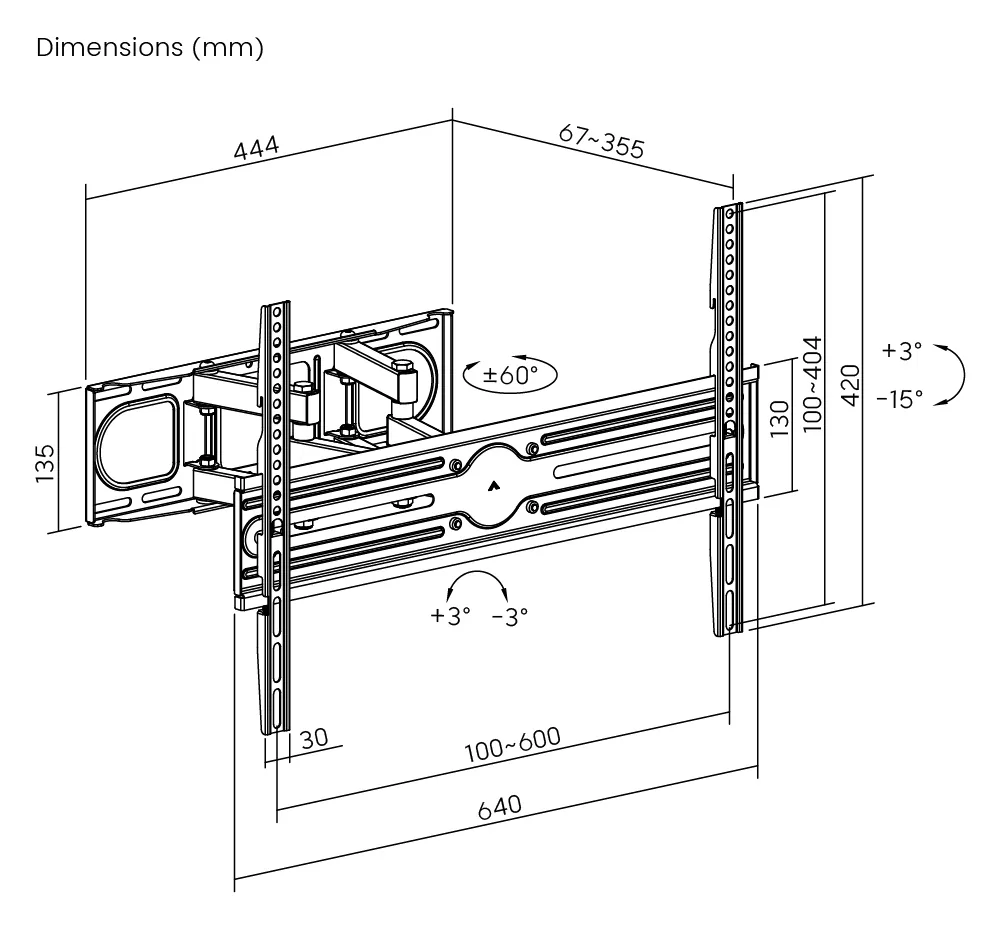 POWERTECH επιτοίχια βάση τηλεόρασης PT-1389, 37-80", έως 40kg, full motion 9 POWERTECH επιτοίχια βάση τηλεόρασης PT-1389, 37-80", έως 40kg, full motion - Image 7