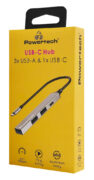 POWERTECH USB hub PT-1412, 4x θυρών, USB 3.2, 5Gbps, USB-C σύνδεση, γκρι 2