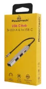 POWERTECH USB hub PT-1412, 4x θυρών, USB 3.2, 5Gbps, USB-C σύνδεση, γκρι 2