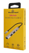 POWERTECH USB hub PT-1413, 4x θυρών, USB 3.2, 5Gbps, USB σύνδεση, γκρι 2