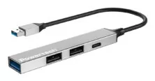 POWERTECH USB hub PT-1413, 4x θυρών, USB 3.2, 5Gbps, USB σύνδεση, γκρι