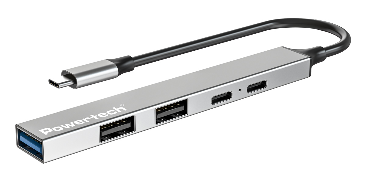 POWERTECH USB hub PT-1414, 5x θυρών, USB 3.2, 5Gbps, 100W, USB-C σύνδεση, γκρι 3 POWERTECH USB hub PT-1414, 5x θυρών, USB 3.2, 5Gbps, 100W, USB-C σύνδεση, γκρι