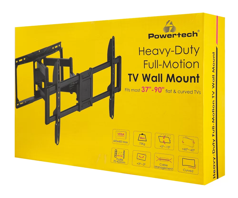 POWERTECH επιτοίχια βάση τηλεόρασης PT-1423, 37-90", 75kg, heavy duty, full motion 11 POWERTECH επιτοίχια βάση τηλεόρασης PT-1423, 37-90", 75kg, heavy duty, full motion - Image 9