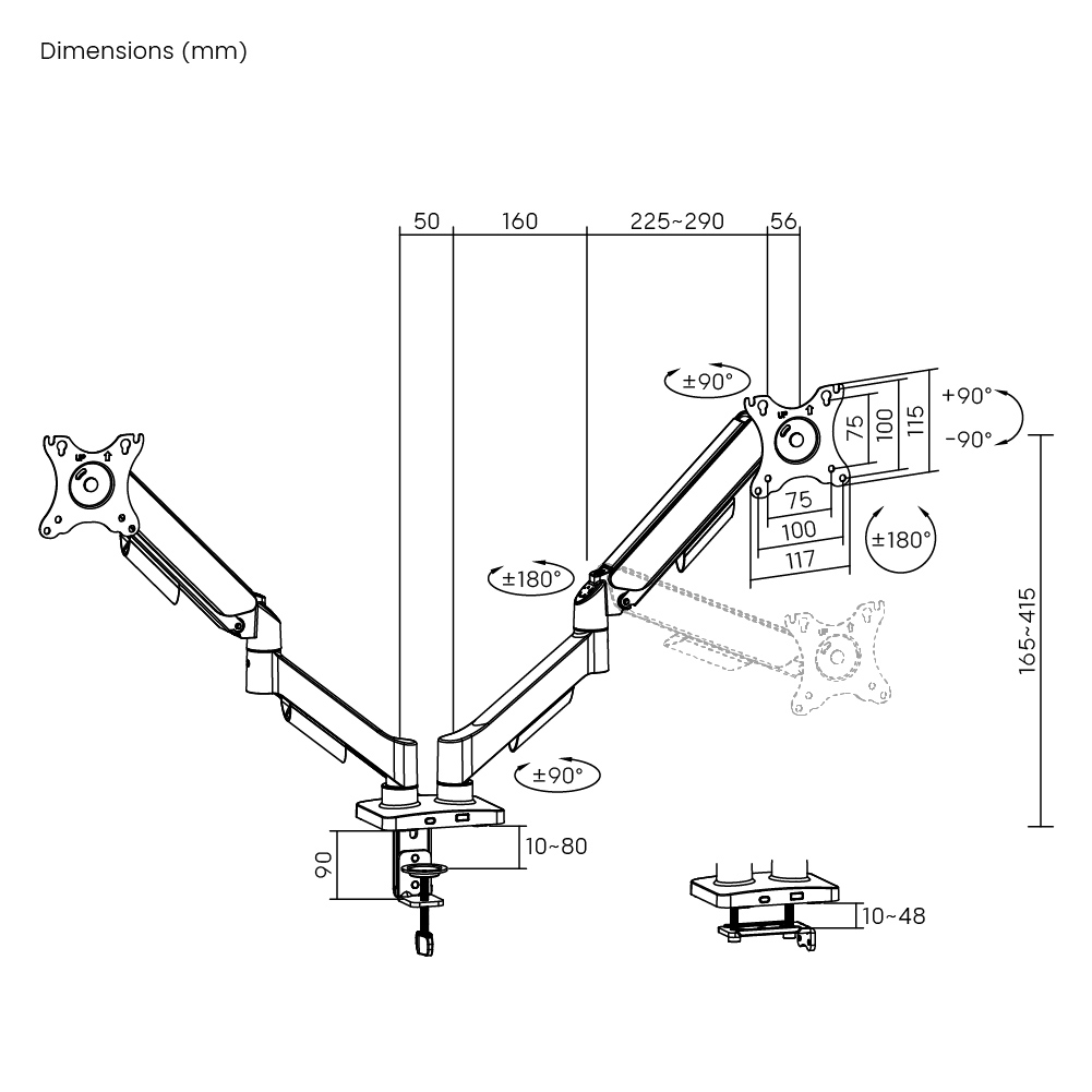 POWERTECH βάση γραφείου για 2x οθόνες PT-1425, 17-32", έως 9kg 9 POWERTECH βάση γραφείου για 2x οθόνες PT-1425, 17-32", έως 9kg - Image 7