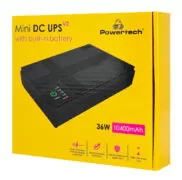 POWERTECH mini DC UPS PT-1435, 36W, 10400mAh, 3x DC, USB/LAN/POE, μαύρο 4