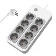 POWERTECH πολύπριζο ασφαλείας PT-1534, 8 θέσεων, 16A, 1.5m, λευκό