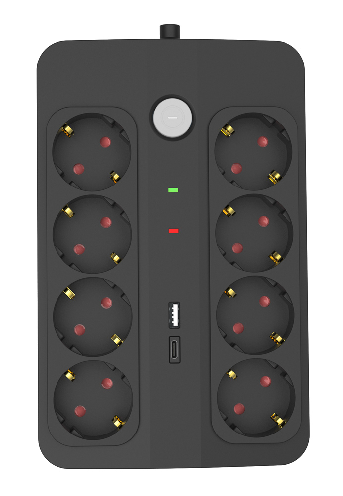 POWERTECH πολύπριζο ασφαλείας PT-1535, 8 θέσεων, με USB & USB-C θύρες, 16A, 1.5m, μαύρο 5 POWERTECH πολύπριζο ασφαλείας PT-1535, 8 θέσεων, με USB & USB-C θύρες, 16A, 1.5m, μαύρο - Image 3