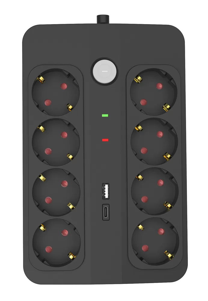 POWERTECH πολύπριζο ασφαλείας PT-1535, 8 θέσεων, με USB & USB-C θύρες, 16A, 1.5m, μαύρο 5 POWERTECH πολύπριζο ασφαλείας PT-1535, 8 θέσεων, με USB & USB-C θύρες, 16A, 1.5m, μαύρο - Image 3