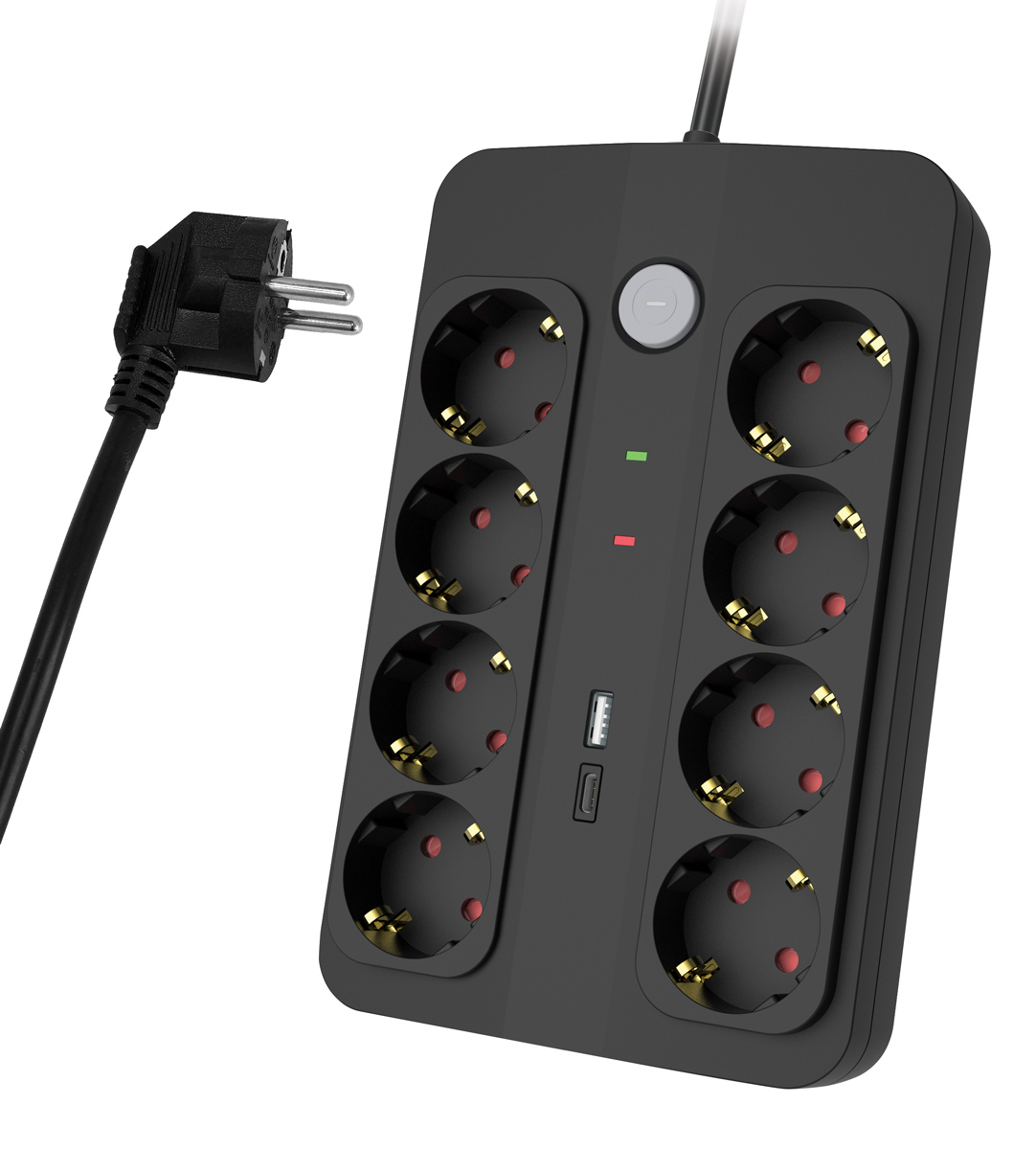 POWERTECH πολύπριζο ασφαλείας PT-1535, 8 θέσεων, με USB & USB-C θύρες, 16A, 1.5m, μαύρο 3 POWERTECH πολύπριζο ασφαλείας PT-1535, 8 θέσεων, με USB & USB-C θύρες, 16A, 1.5m, μαύρο