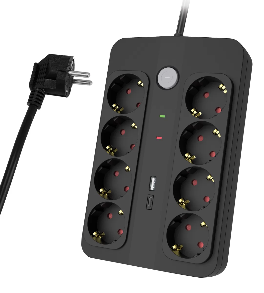 POWERTECH πολύπριζο ασφαλείας PT-1535, 8 θέσεων, με USB & USB-C θύρες, 16A, 1.5m, μαύρο 3 POWERTECH πολύπριζο ασφαλείας PT-1535, 8 θέσεων, με USB & USB-C θύρες, 16A, 1.5m, μαύρο