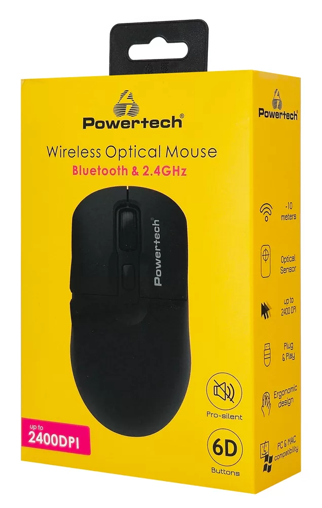 POWERTECH ασύρματο ποντίκι PT-1543, 2.4GHz & Bluetooth, έως 2400DPI, αθόρυβο, μαύρο 6 POWERTECH ασύρματο ποντίκι PT-1543, 2.4GHz & Bluetooth, έως 2400DPI, αθόρυβο, μαύρο - Image 4