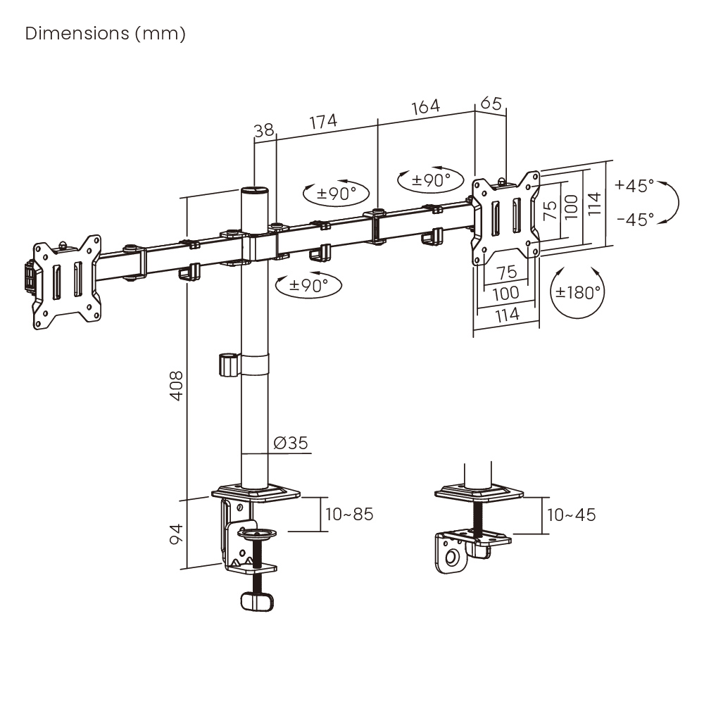 POWERTECH βάση γραφείου για 2x οθόνες PT-1552, 17-32", έως 10kg 9 POWERTECH βάση γραφείου για 2x οθόνες PT-1552, 17-32", έως 10kg - Image 7