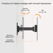 POWERTECH επιτοίχια βάση τηλεόρασης PT-1555, 23-43", έως 30kg, full motion 3