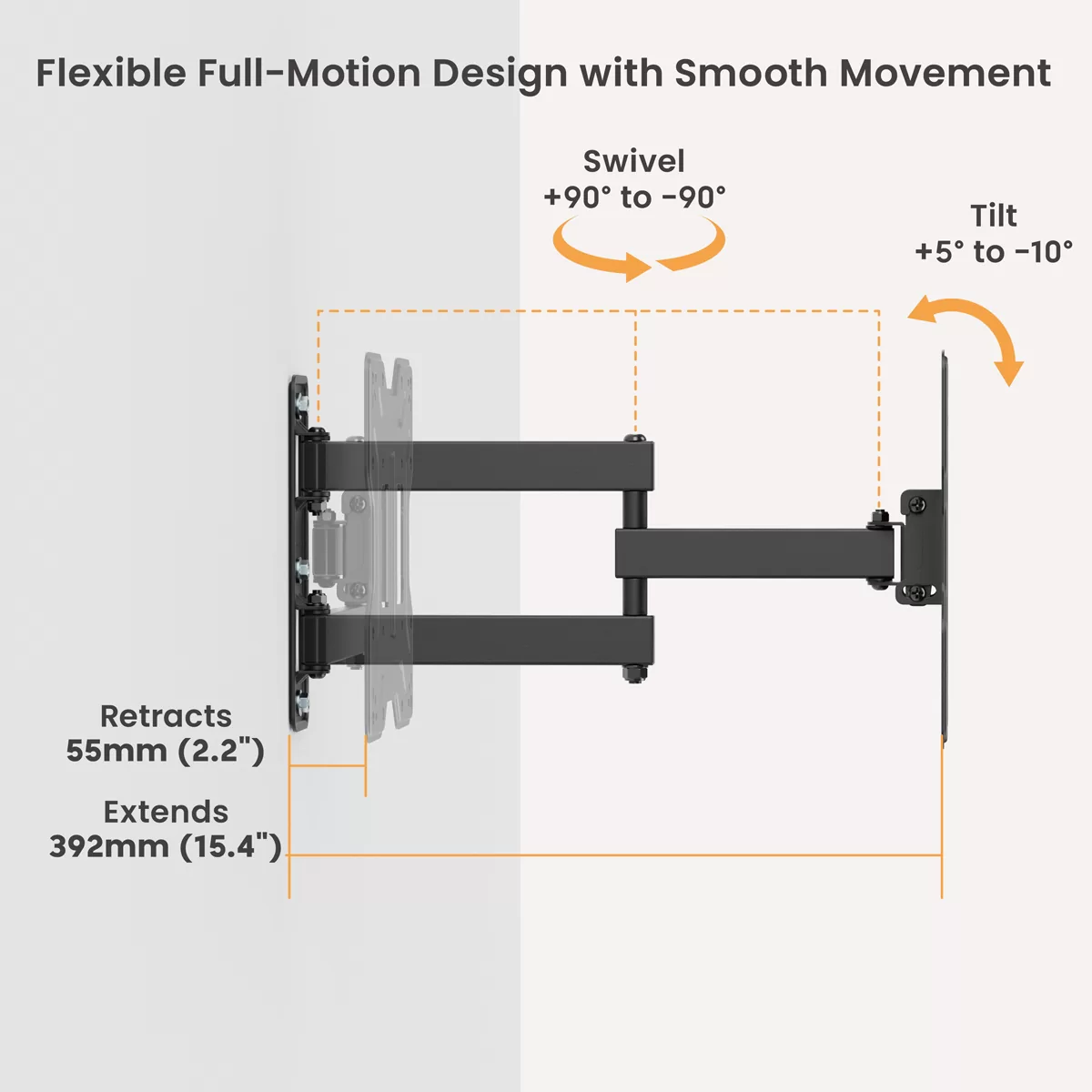 POWERTECH επιτοίχια βάση τηλεόρασης PT-1556, 23-43", έως 30kg, full motion 4 POWERTECH επιτοίχια βάση τηλεόρασης PT-1556, 23-43", έως 30kg, full motion - Image 2