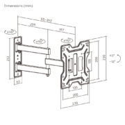 POWERTECH επιτοίχια βάση τηλεόρασης PT-1556, 23-43", έως 30kg, full motion 4