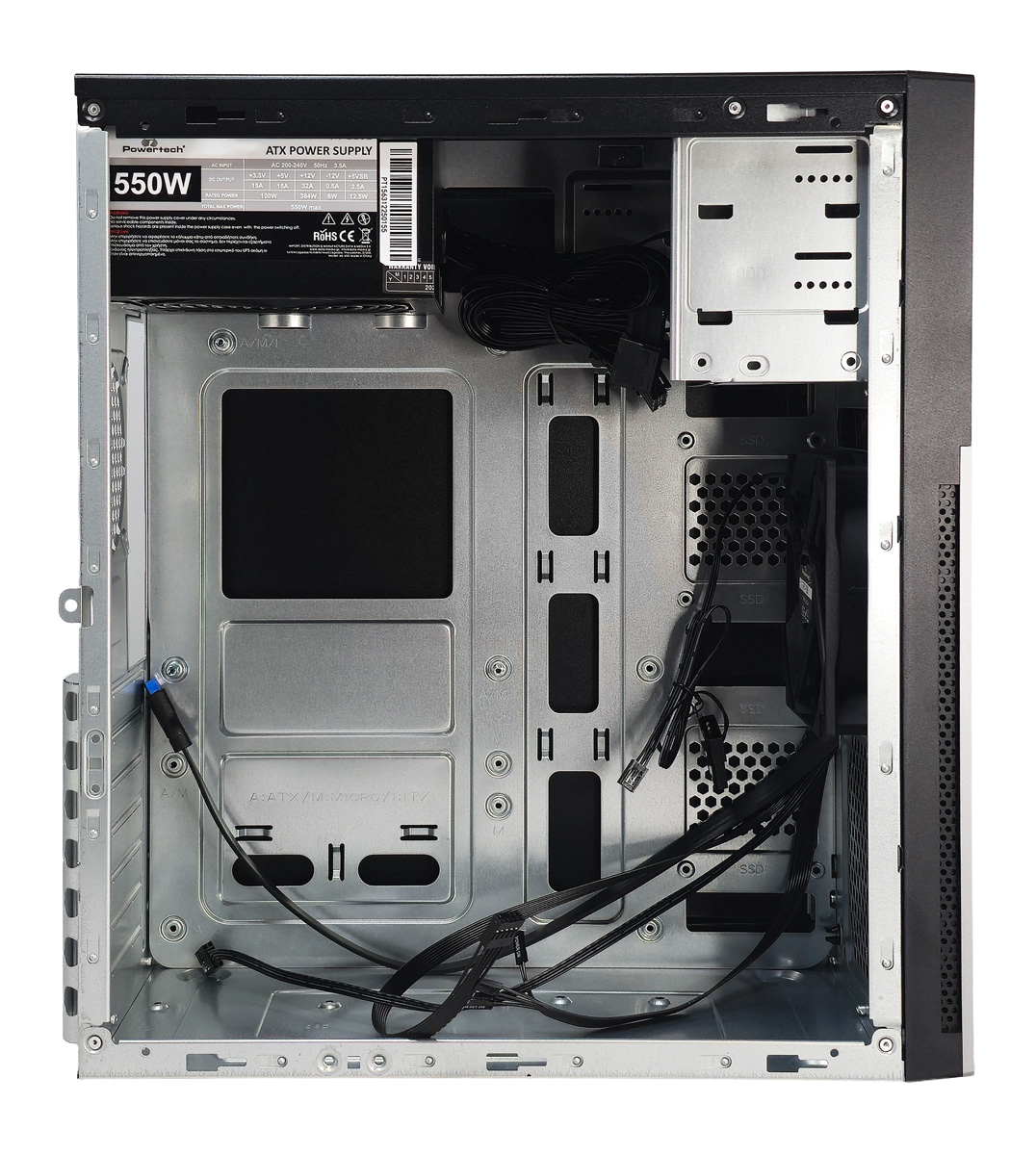 POWERTECH PC Case PT-1563 με 550W PSU, ATX Midi, 376.6x175x408.5mm, μαύρο 4 POWERTECH PC Case PT-1563 με 550W PSU, ATX Midi, 376.6x175x408.5mm, μαύρο - Image 2