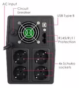 POWERTECH UPS Line Interactive PT-1800LCD με οθόνη, 1800VA, 1080W, 4x Schuko, 2x RJ45/RJ11, USB Type B 6 POWERTECH UPS Line Interactive PT-1800LCD με οθόνη, 1800VA, 1080W, 4x Schuko, 2x RJ45/RJ11, USB Type B 2