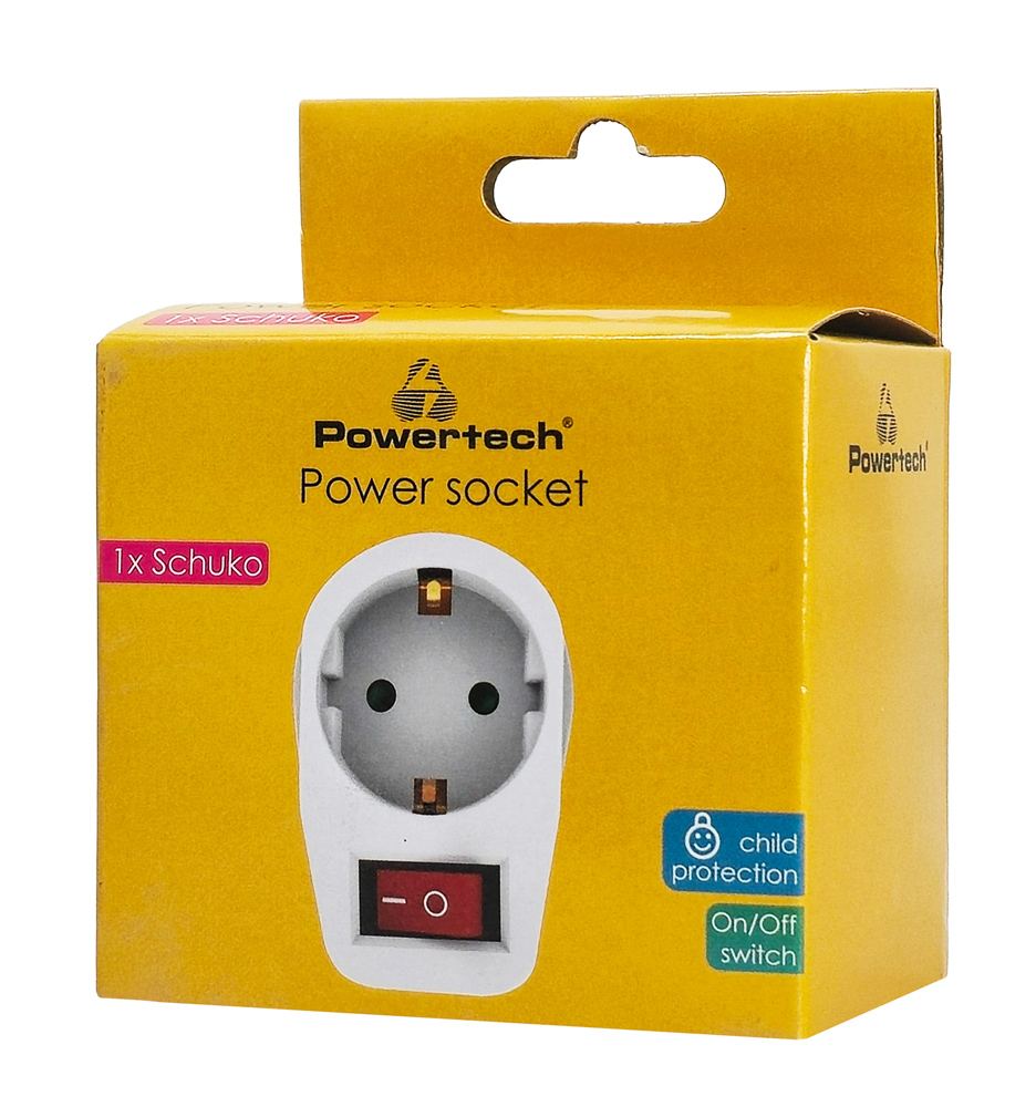 POWERTECH αντάπτορας ρεύματος PT-811, 1x schuko, 16A, λευκός 4 POWERTECH αντάπτορας ρεύματος PT-811, 1x schuko, 16A, λευκός - Image 2