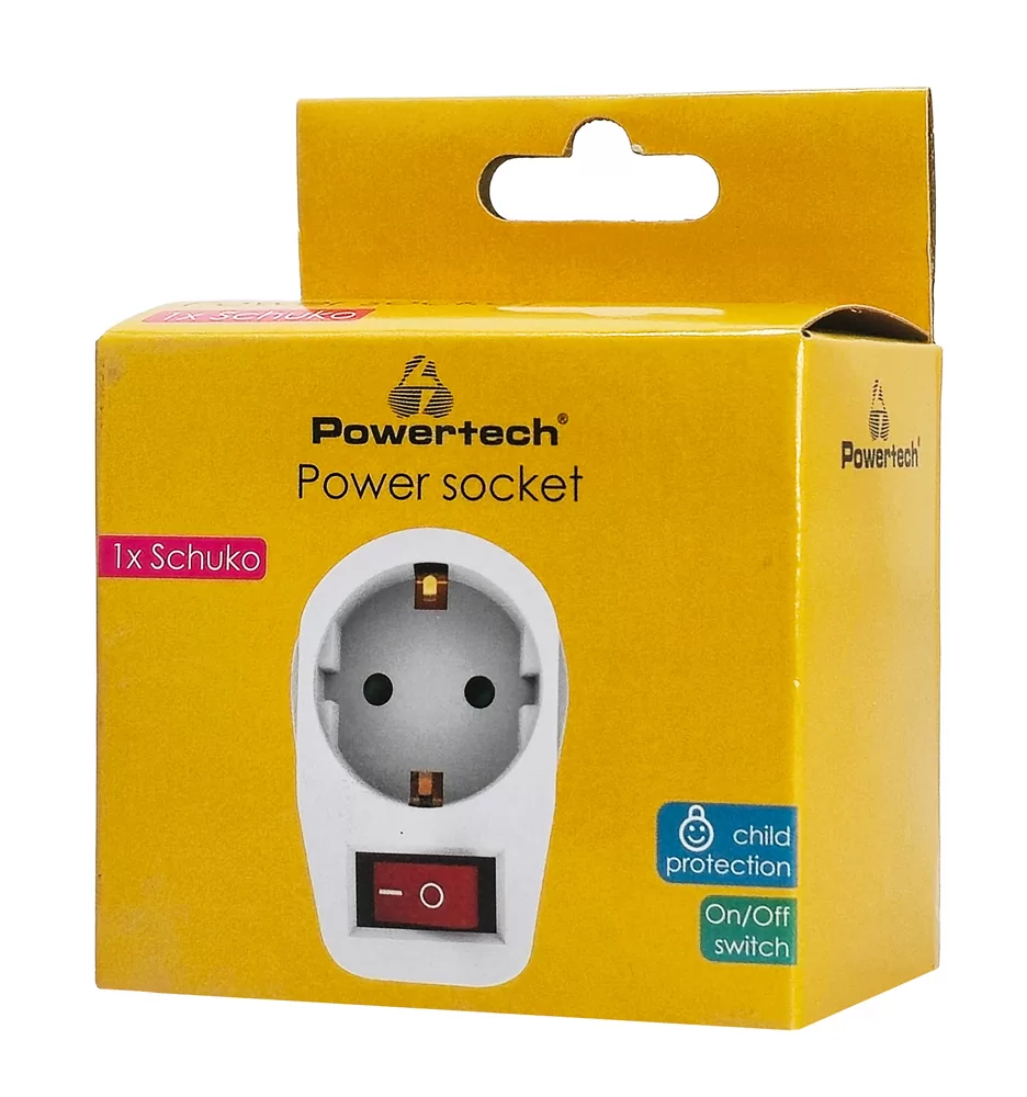 POWERTECH αντάπτορας ρεύματος PT-811, 1x schuko, 16A, λευκός 4 POWERTECH αντάπτορας ρεύματος PT-811, 1x schuko, 16A, λευκός - Image 2