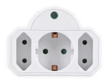 POWERTECH αντάπτορας ρεύματος PT-816 με προστασία υπέρτασης, 1x schuko, 2x euro, 16A, λευκός