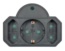 POWERTECH αντάπτορας ρεύματος PT-817 με προστασία υπέρτασης, 1x schuko, 2x euro, 16A, μαύρος