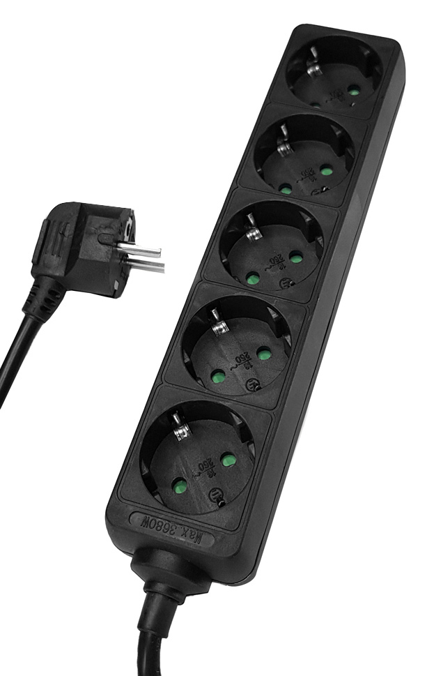 POWERTECH πολύπριζο PT-872, 5x schuko, 16A, 3m, μαύρο 3 POWERTECH πολύπριζο PT-872, 5x schuko, 16A, 3m, μαύρο