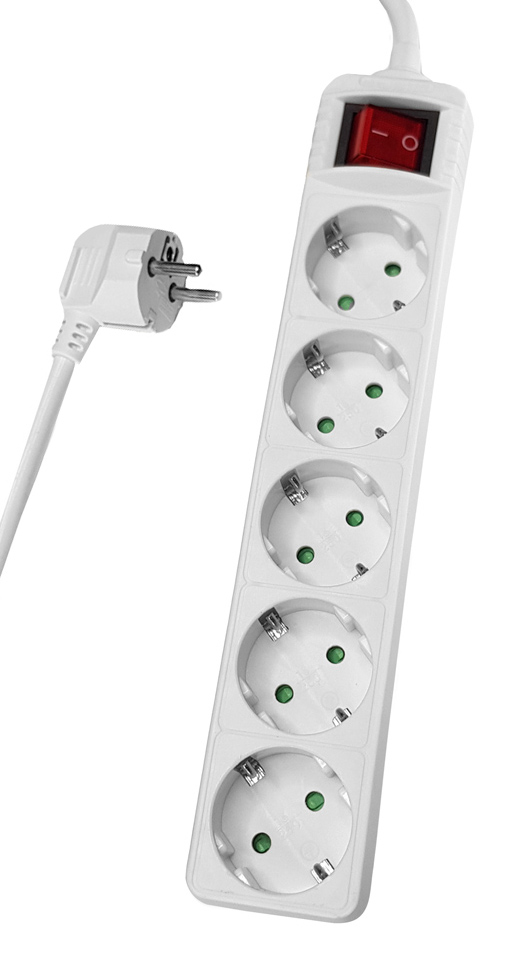 POWERTECH πολύπριζο PT-878, 5x schuko, 16A, 5m, λευκό 3 POWERTECH πολύπριζο PT-878, 5x schuko, 16A, 5m, λευκό