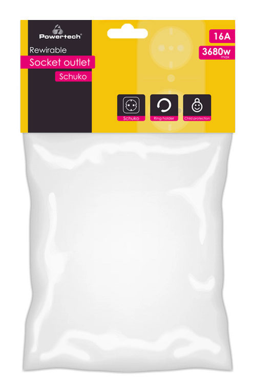 POWERTECH φις ρεύματος PT-887, 1x schuko, 16A, λευκό 4 POWERTECH φις ρεύματος PT-887, 1x schuko, 16A, λευκό - Image 2