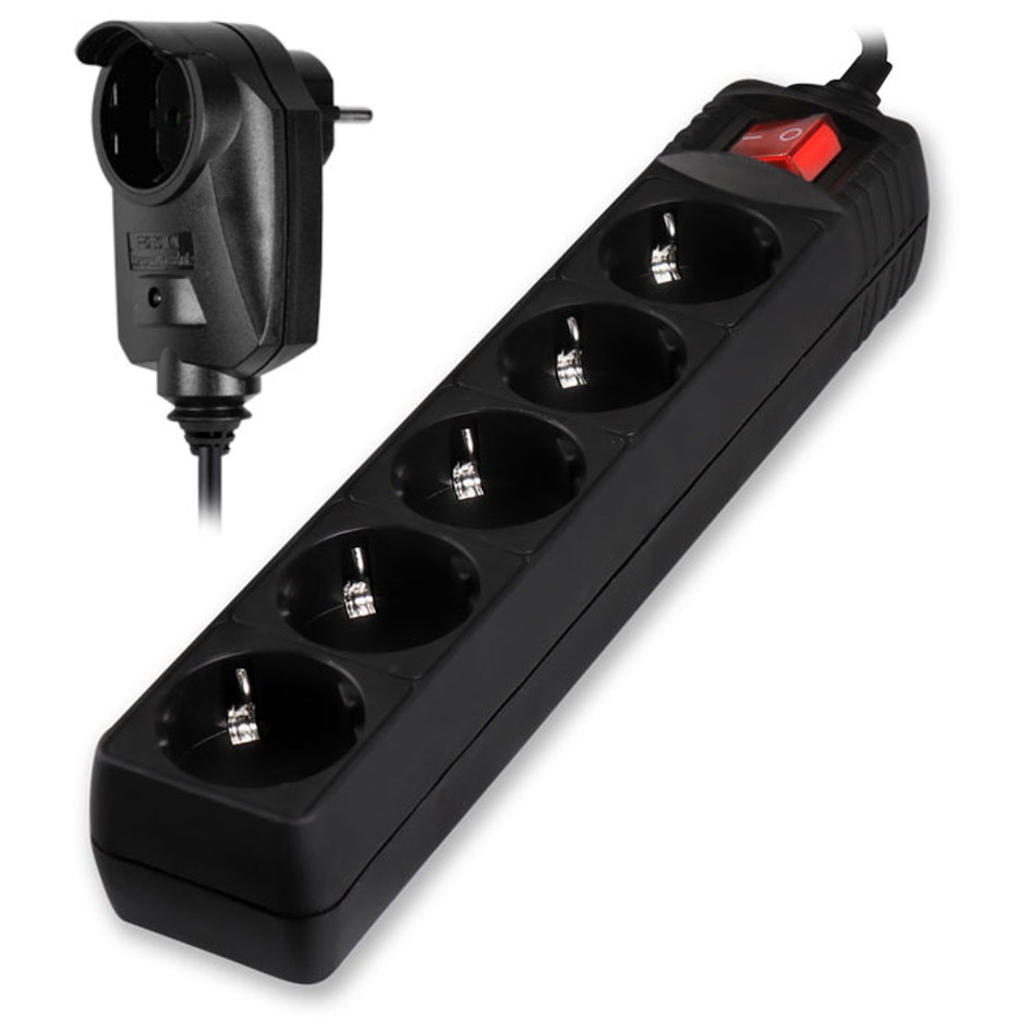 POWERTECH πολύπριζο ασφαλείας PT-994, 5+1 θέσεων schuko, 16A, 2m, μαύρο 3 POWERTECH πολύπριζο ασφαλείας PT-994, 5+1 θέσεων schuko, 16A, 2m, μαύρο