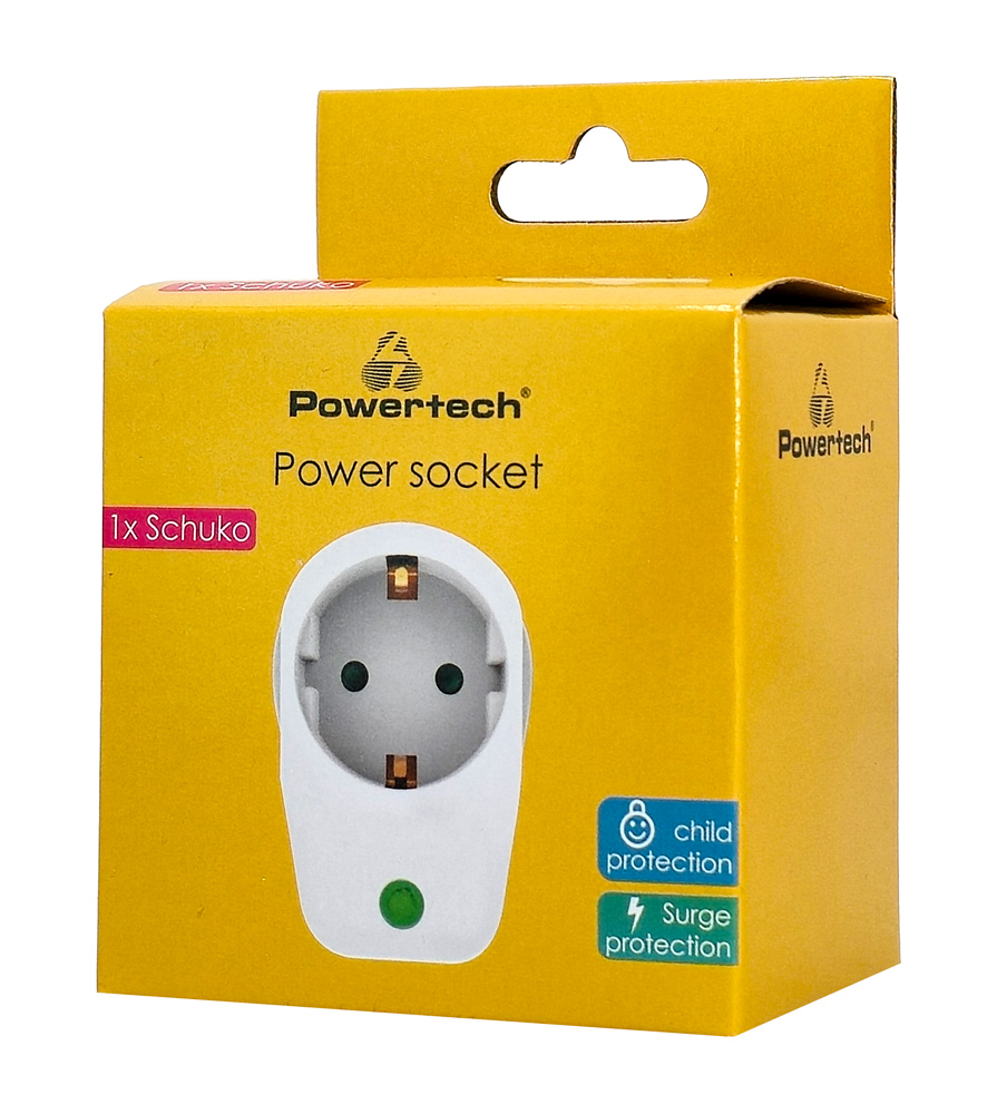 POWERTECH αντάπτορας ρεύματος PT-996, 1 θέση schuko, 16A, 3680W, λευκός 4 POWERTECH αντάπτορας ρεύματος PT-996, 1 θέση schuko, 16A, 3680W, λευκός - Image 2