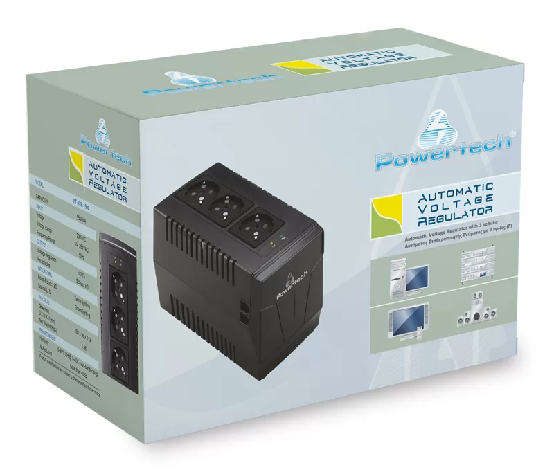 POWERTECH σταθεροποιητής ρεύματος PT-AVR-1500, 1500VA, 3x έξοδοι πρίζας 5 POWERTECH σταθεροποιητής ρεύματος PT-AVR-1500, 1500VA, 3x έξοδοι πρίζας - Image 3