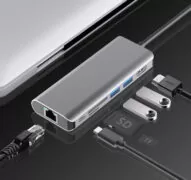 POWERTECH docking station PTH-112, 7 θυρών, USB-C σύνδεση, 100W PD, γκρι 2