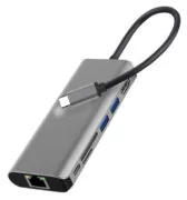 POWERTECH docking station PTH-112, 7 θυρών, USB-C σύνδεση, 100W PD, γκρι 1