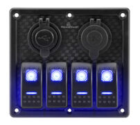 POWERTECH πάνελ σκαφών & οχημάτων PTL-017, πρίζα 12V/2x USB/4x διακόπτες 2