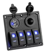 POWERTECH πάνελ σκαφών & οχημάτων PTL-017, πρίζα 12V/2x USB/4x διακόπτες 1