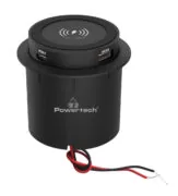 POWERTECH ασύρματος φορτιστής PTL-025 με USB & USB-C θύρες, 15W/30W, μαύρος 1