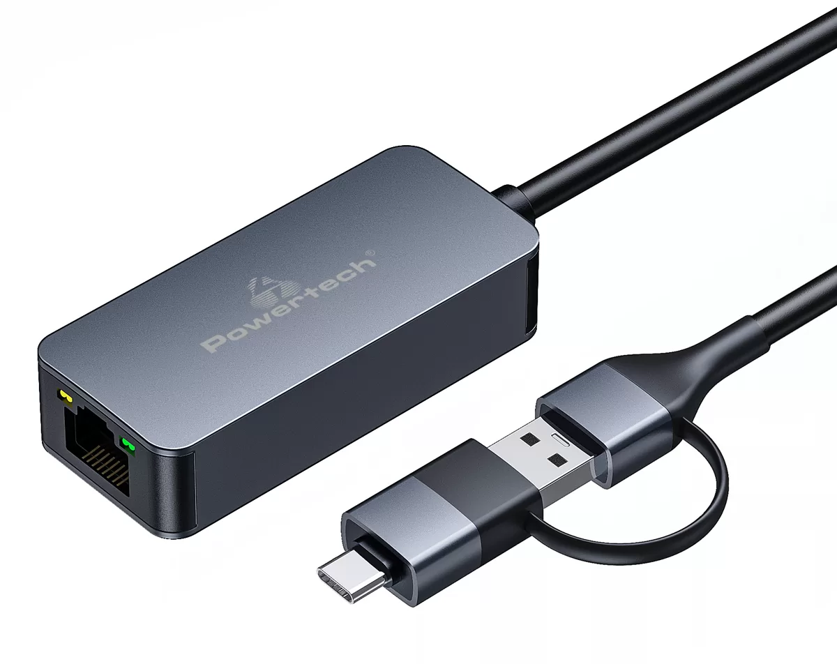 POWERTECH αντάπτορας δικτύου PTR-0149, USB & USB-C, 1000 Mbps, γκρι 3 POWERTECH αντάπτορας δικτύου PTR-0149, USB & USB-C, 1000 Mbps, γκρι