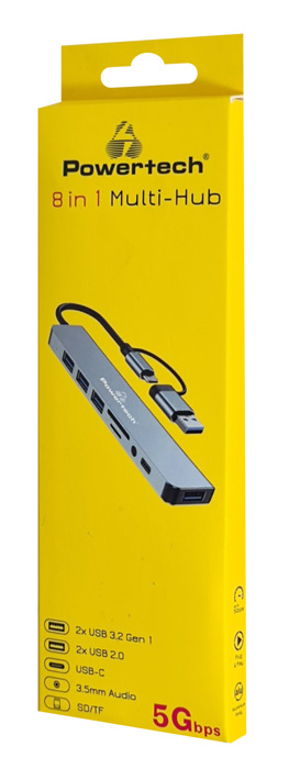 POWERTECH USB hub PTR-0151 με card reader, 8 θυρών, USB & USB-C, γκρι 5 POWERTECH USB hub PTR-0151 με card reader, 8 θυρών, USB & USB-C, γκρι - Image 3