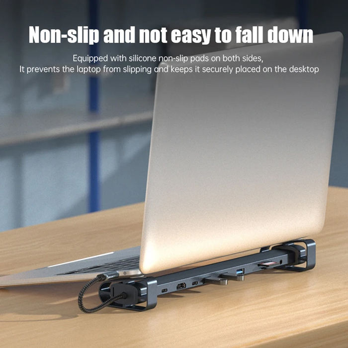 POWERTECH docking station PTR-0152, 10 θυρών, βάση laptop, USB-C, γκρι 4 POWERTECH docking station PTR-0152, 10 θυρών, βάση laptop, USB-C, γκρι - Image 2